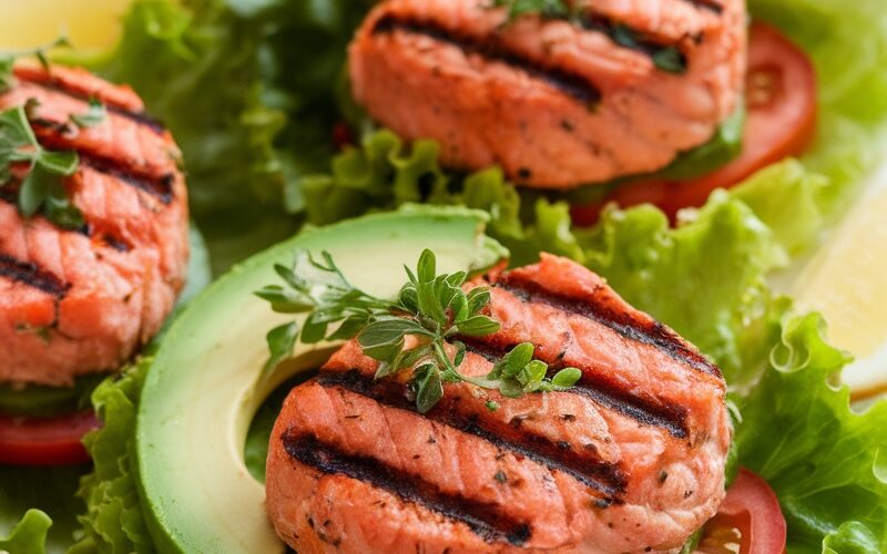Keto-Friendly Grilled Salmon Burgers with Lettuce Buns