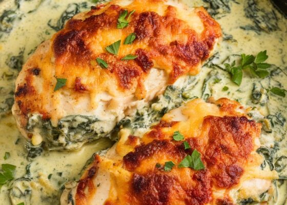 Keto Creamy Spinach and Artichoke Chicken Bake