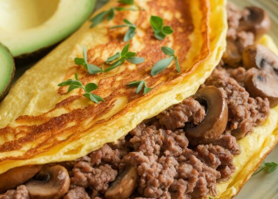 Savory Keto Beef and Mushroom Omelette Recipe