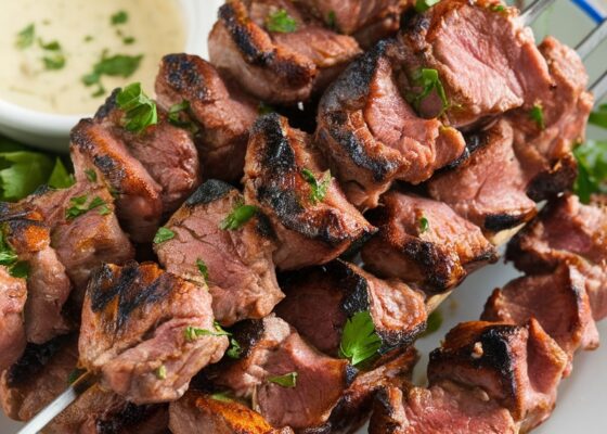 Keto Grilled Lamb Kebabs with Garlic Sauce
