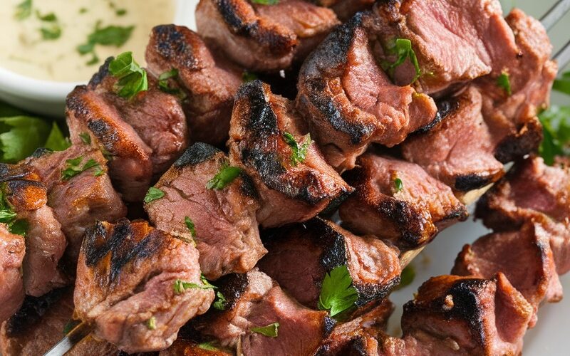 Keto Grilled Lamb Kebabs with Garlic Sauce