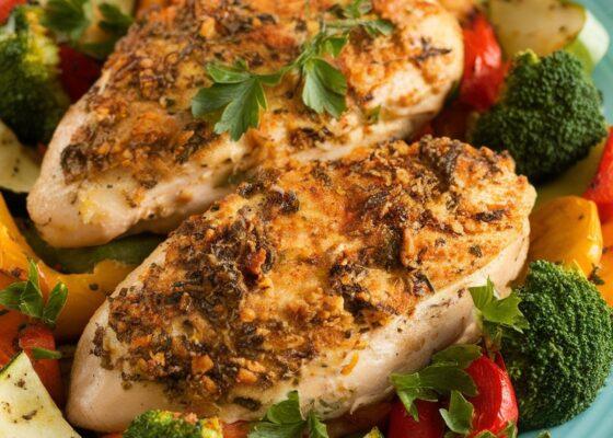 Keto Herb-Crusted Chicken with Roasted Vegetables