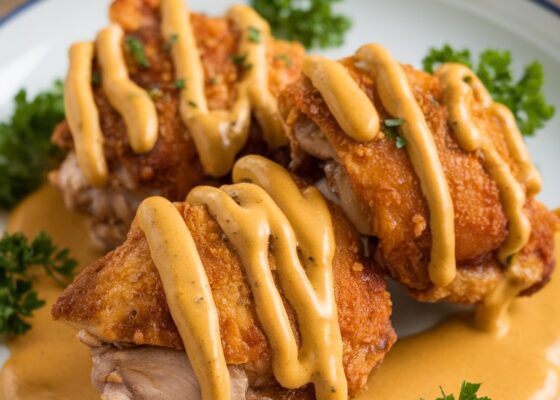 Keto Crispy Chicken Thighs with Creamy Mustard Sauce