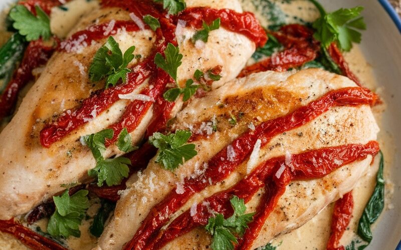 Keto Creamy Sun-Dried Tomato and Spinach Chicken Recipe