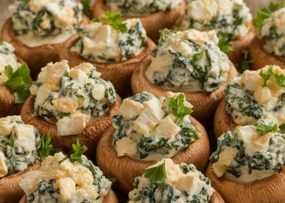 Keto Spinach and Feta Stuffed Mushrooms